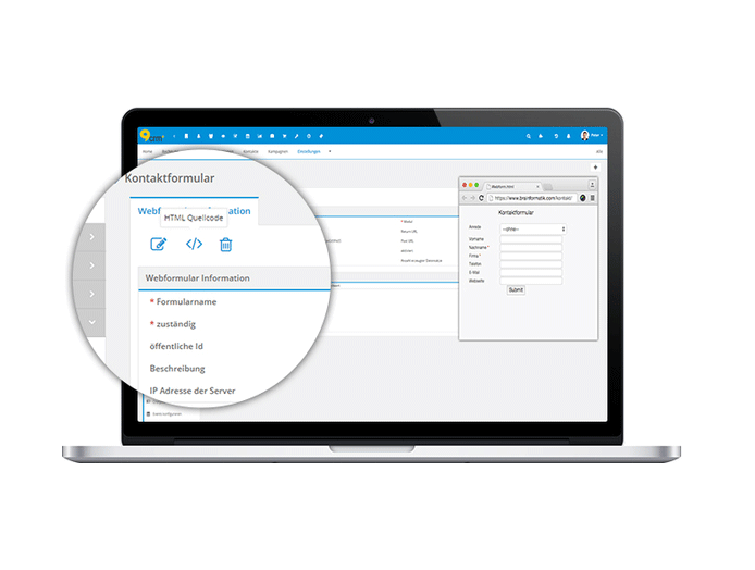 Webformulare mit CRM+ verknüpfen